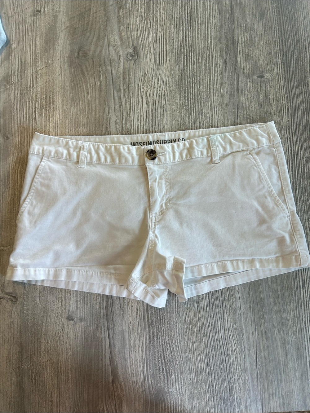 Mossimo Supply Co Shorty Chino Shorts Womens White Cotton Stretch Tag 13 Fit 35